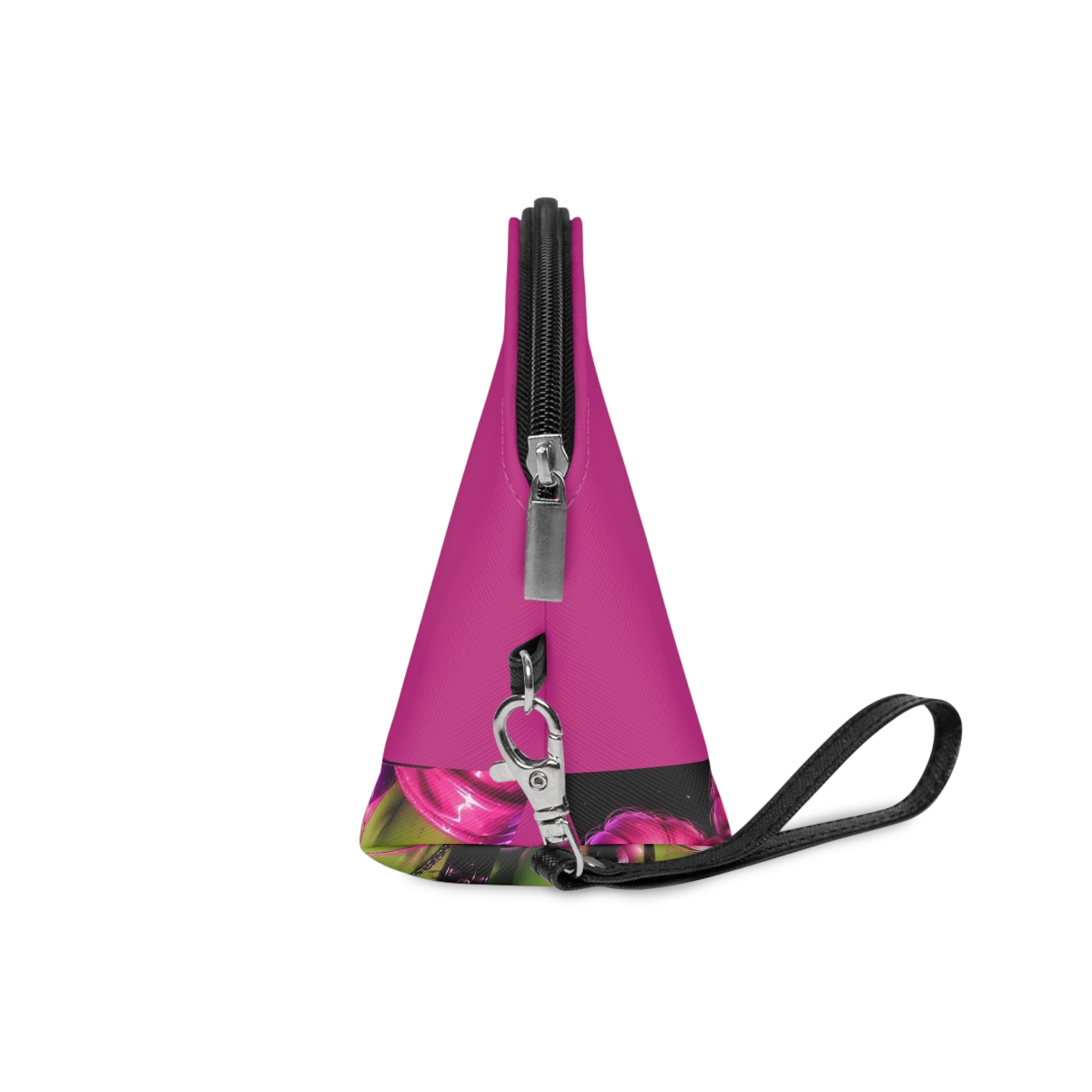 Cosmic Pink Makeup Bag — Planet Pattern Cosmetic Pouch with Wrist Strap