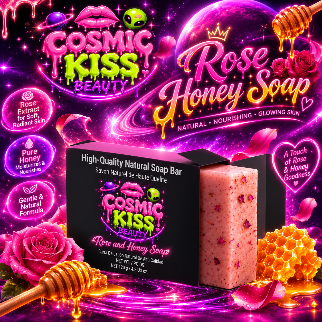 Soap - All Natural - Rose & Honey